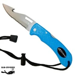 Couteau De Plongée Pliant Bleu Lame Titanium (Pocket Knife) - Aquatys
