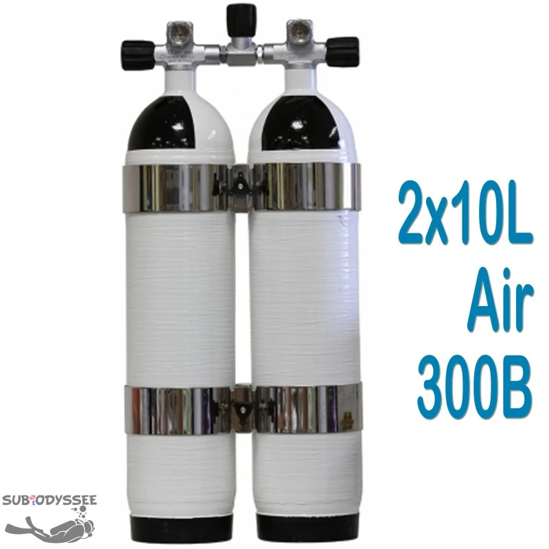 Bi Bouteille Carbone 10 Litres 300 Bars + 2 Cerclages Inox OMS - CarbonDive