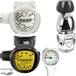 MC9 COMPACT White Pack Détendeur + Octopus Compact + Manomètre Blanc - Cressi