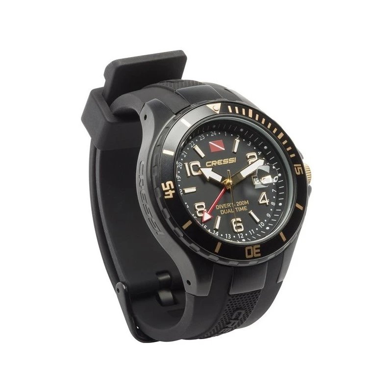 TRAVELLER DUAL TIME Noir/Doré Montre De Plongée - Cressi – Image 3