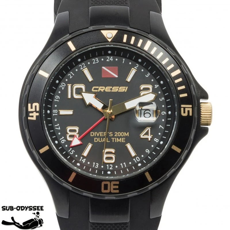 TRAVELLER DUAL TIME Noir/Doré Montre De Plongée - Cressi